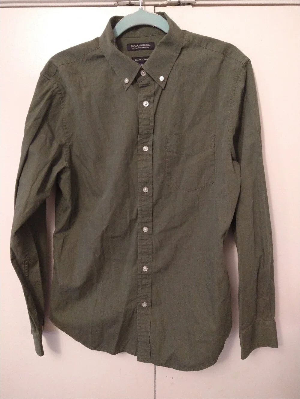 Banana Republic Cotton Pinpoint Oxford Grant Slim Fit Button Down Shirt Men's M